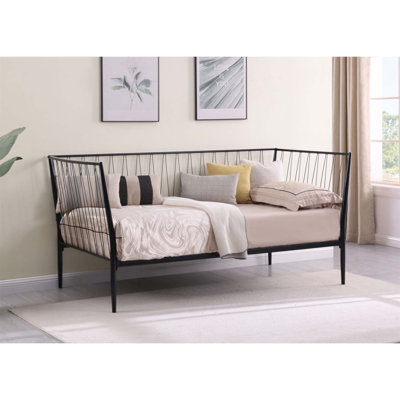 Vertigo Matte Metal Daybed Bed Frame With Slatted Platform And Sturdy Support, Perfect For Compact Spaces