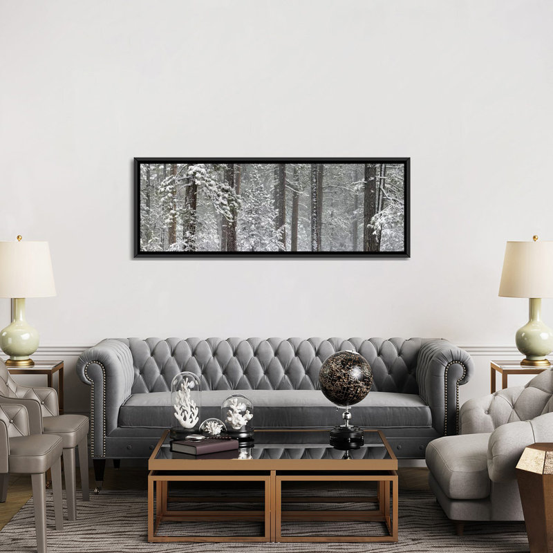 «Snow couverte Ponderosa Pine arbres in a forest, Indian Ford, Oregon, USA» par Panoramic Images - Reproduction giclée sur toile panoramique