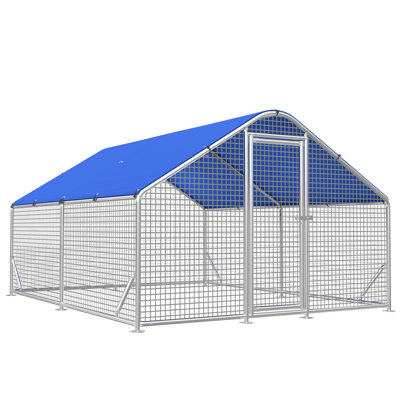 Large Metal Chicken Coop Run with Heavy-Duty Hardware Cloth for 20 Chickens/Ducks, Chicken Runs for Yard with Waterproof Cover, Chicken Enclosure Pen Outdoor, Walk-in Poultry Cage