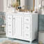 Ensemble de meuble-lavabo moderne avec lavabo en céramique 36 po x 18,3 po x 34,1 po, 4 tiroirs et 1 porte, rangement polyvalent, tablette réglable, cadre en bois massif et panneau de fibres à densité moyenne (ancien SKU: SV000016AAK-1)-114864611