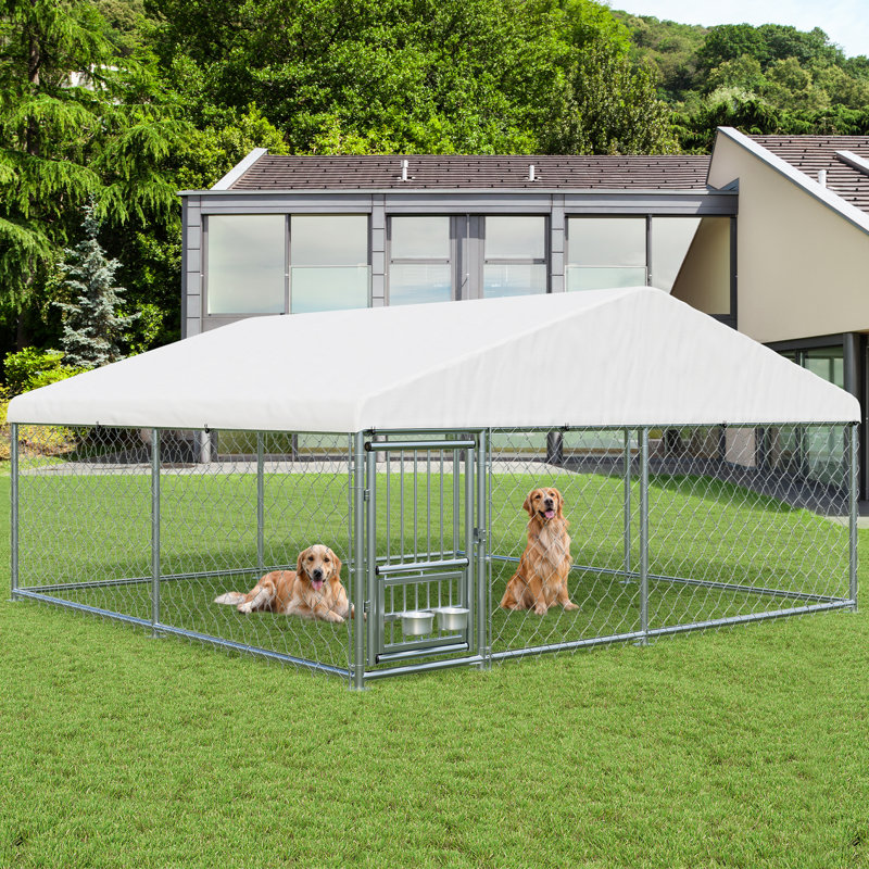 Grand chenil d'extérieur 120 po x 120 po avec cadre galvanisé et housse imperméable