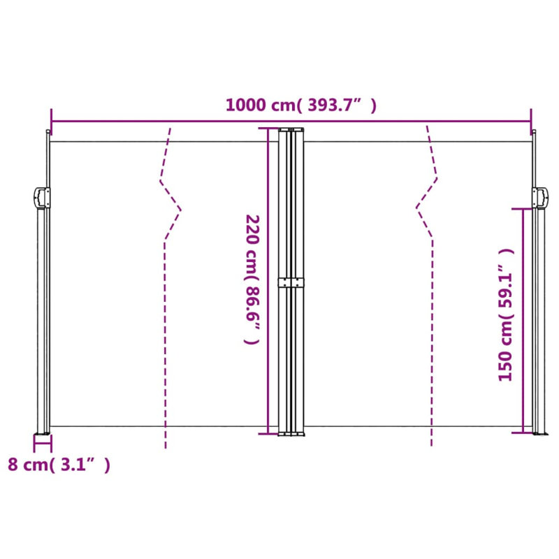 Symple Stuff Retractable Side Awning, 220cm H x 1000cm W, Terracotta