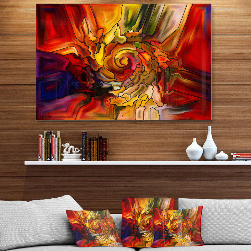 Illusions de vitrail - peinture sans cadre sur métal, H 34 po x l 44 po x P 1 po