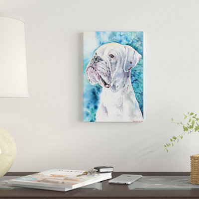 Boxer blanc, impression sur toile