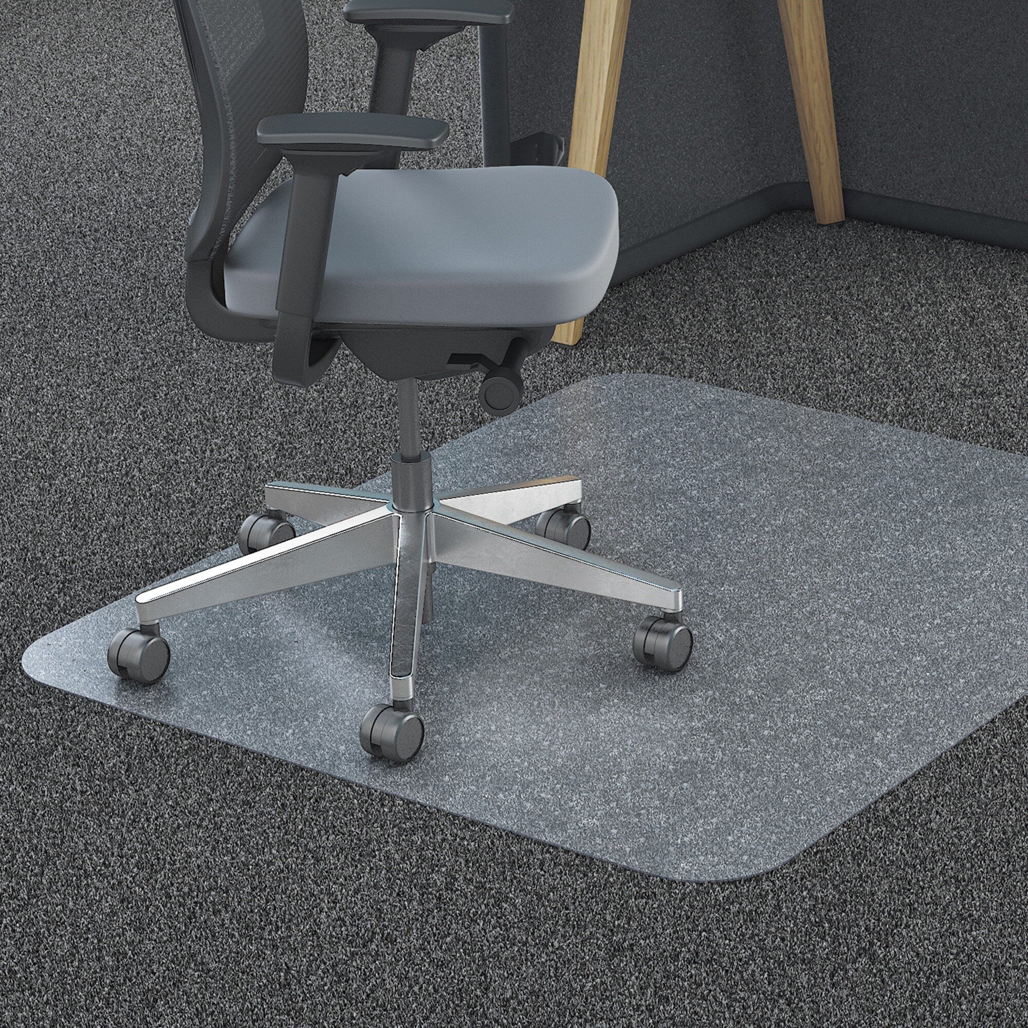 Heavy Duty Low Pile Carpet Chair Mat with Beveled Edge & Lip-36 W