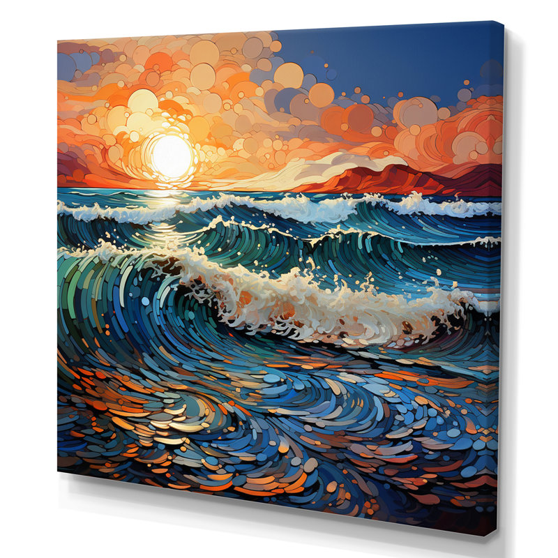 " Beach Photo Sunlit Waves XI ", 24" H x 24" W x 1" D, Wrapped Canvas