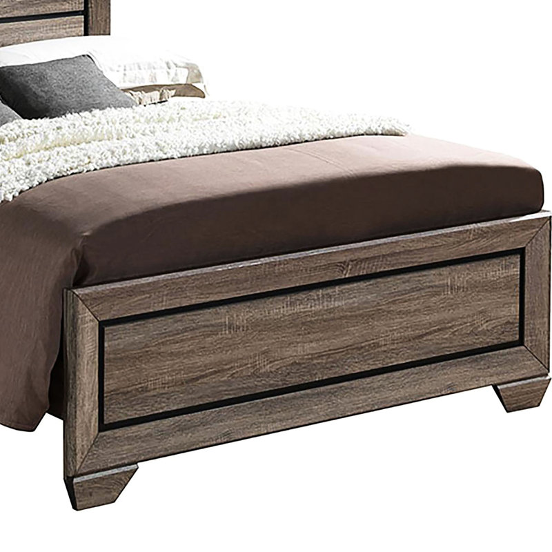 Grand lit à panneau taupe délavé - Pièce essentielle de style rustique moderne