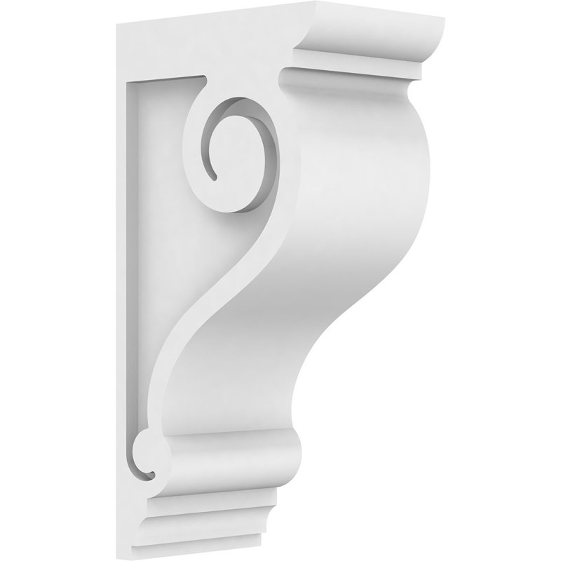 3"W x 6"D x 12"H Standard Scroll Architectural Grade PVC Corbel, 12"H x 3"W x 6"D