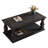 47" Black Farmhouse Coffee Table With Heavy Planked Top And Storage Shelf-235636310