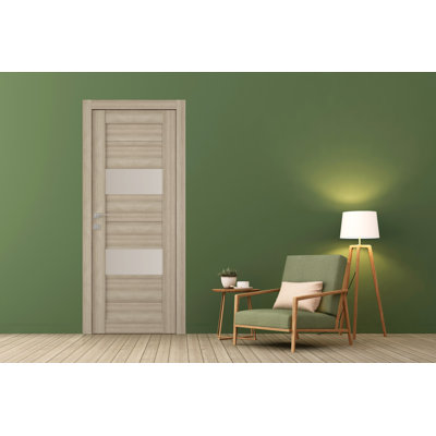 Porte standard préfabriquée en bois manufacturé et en verre Berta