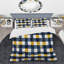 Ensemble de housse de couette moderne à imprimé vichy bleu et jaune I-109155760