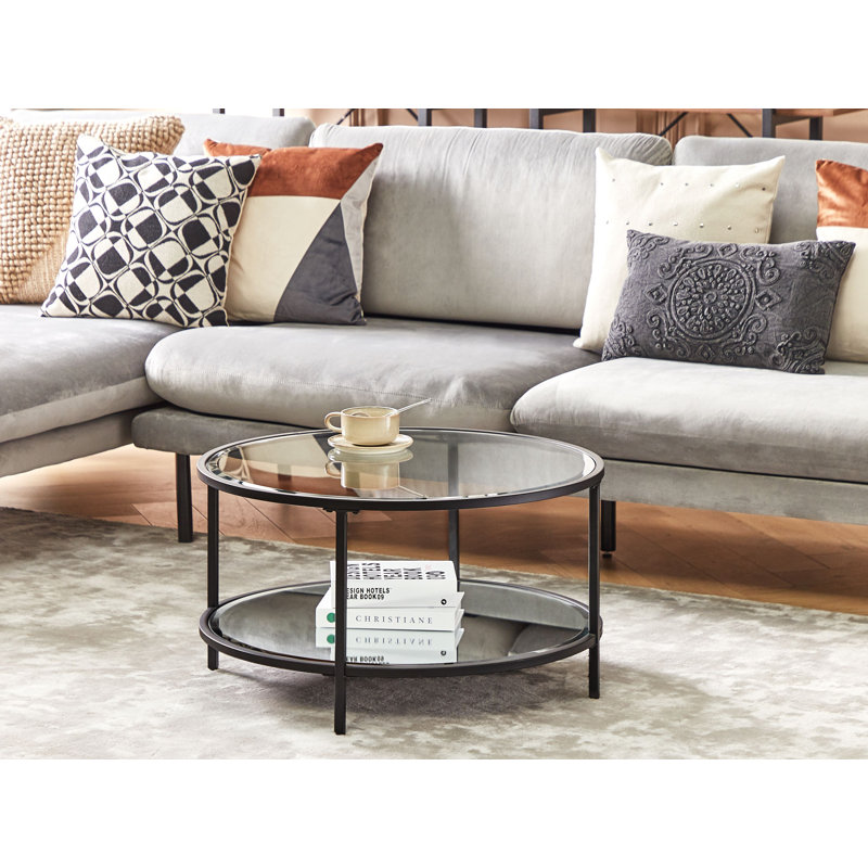 Hesiodos Frame Coffee Table with Storage, Black