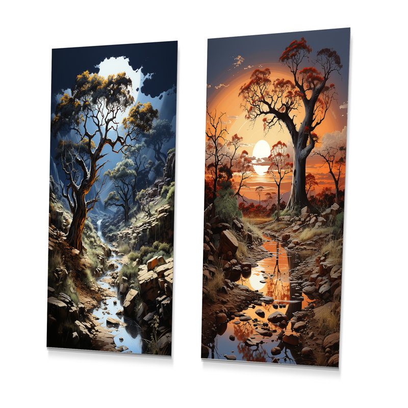 «Baobab Tree», ensemble de 2 reproductions d'art en métal, H 32 po x l 32 po