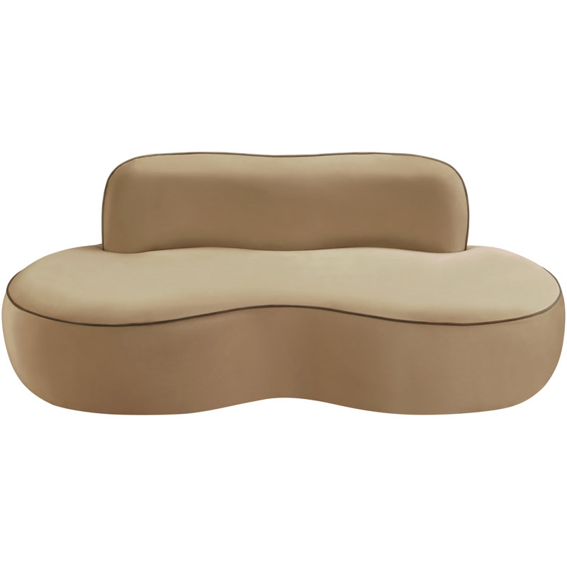 Causeuse rembourrée en velours 77 po Swerve, Velours beige