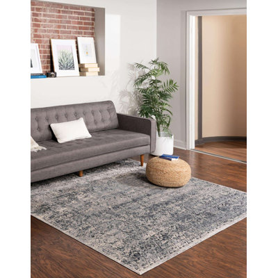Tapis oriental bleu et gris Lanett