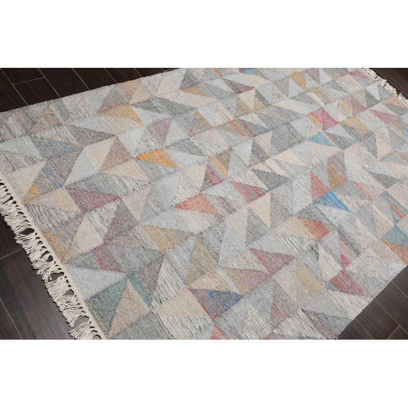 Tapis oriental en laine PET tissé à la main de 5 po x 8 po Dakota Fields gris, beige