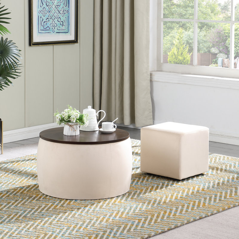 Jamin Velvet Upholstered Storage Bench, Beige