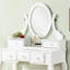 Table de coiffeuse et tabouret de maquillage en bois, blanc