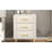 Upholstered Wooden Nightstand with 3 Drawers and Metal Legs&Handles, Bedside Table with Marbling Stickers Worktop - Beige-1039512534