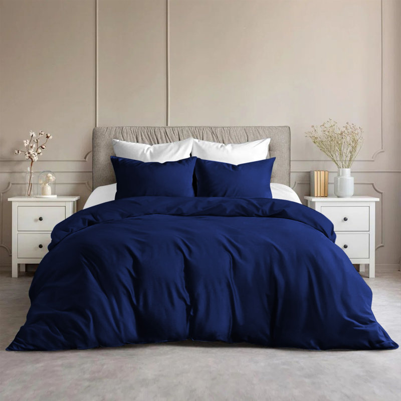 Ensemble de housse de couette en microfibre de luxe - literie moelleuse, infroissable et de qualité hôtel, Marine