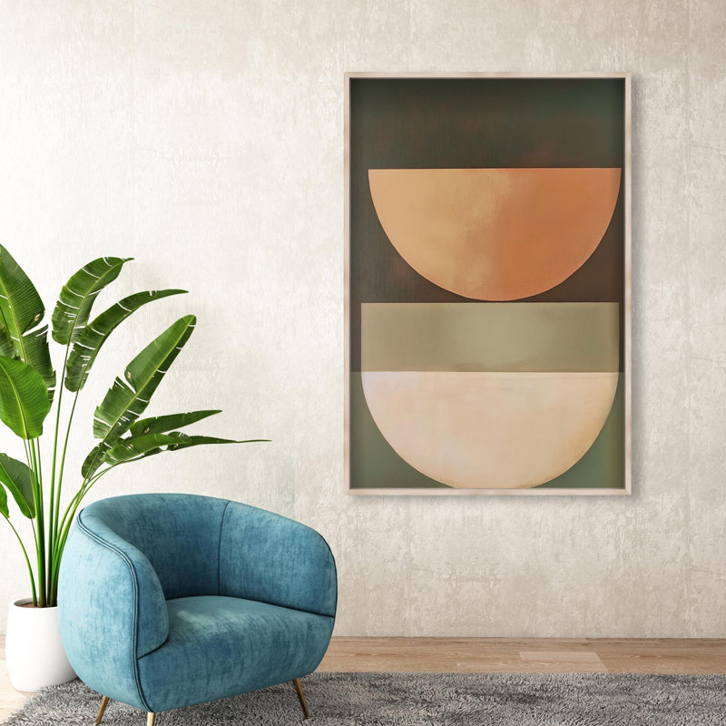 Oliver Gal Sun-Kissed Minimalism I Abstract - Luxury Shadowbox Framed Wall Art, 26" H x 18" W, Cream