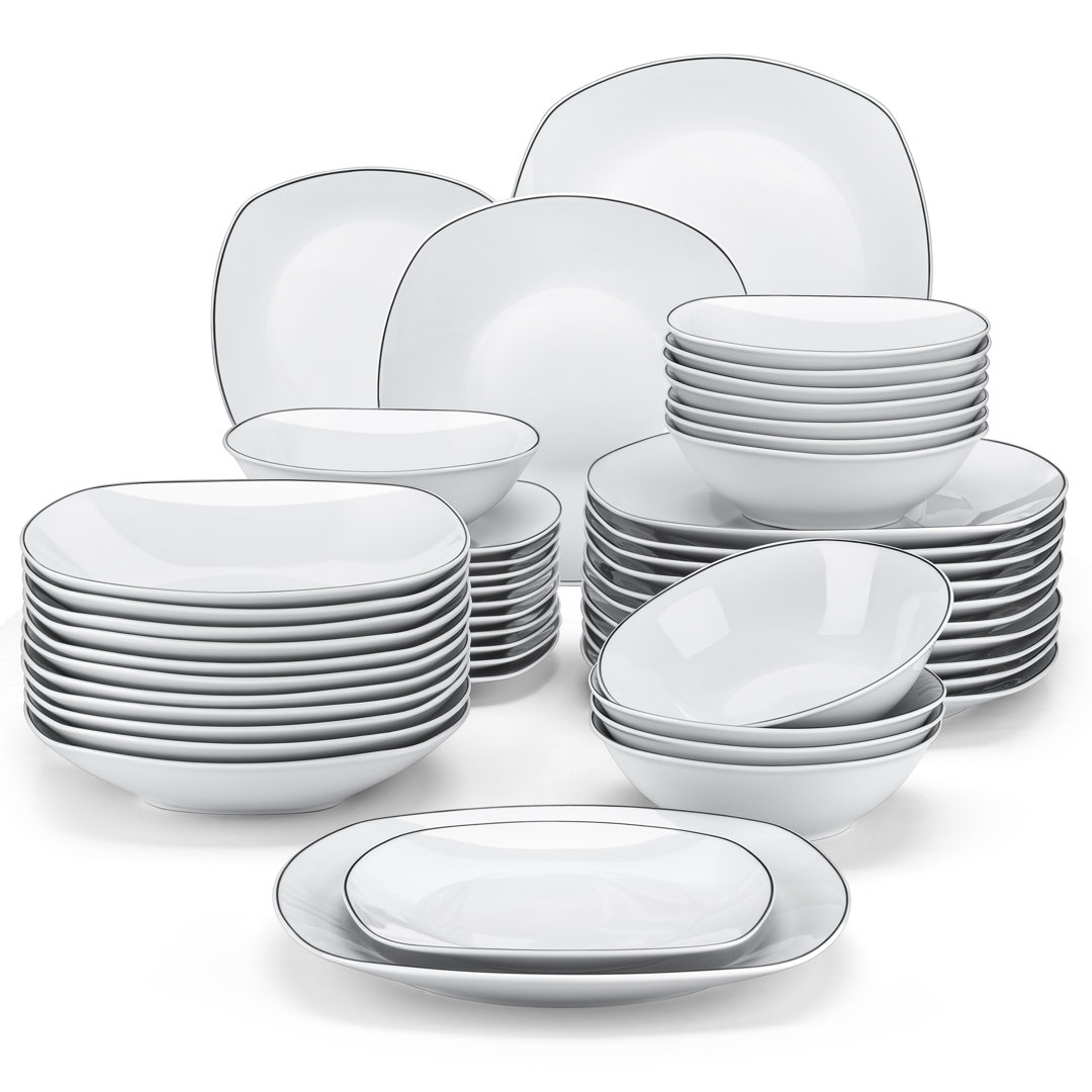 48 Piece Porcelain China Dinnerware Set - Service for 12