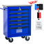 Unité de rangement pour outils d'atelier 6 tiroirs, chariot à roulettes en métal avec roulettes, noir et bleu, acier thermolaqué, chariot de garage coulissant avec capacité de chargement de 15 kg, poignée à tirette, verrou à clé, tiroir à roulement-1513924537