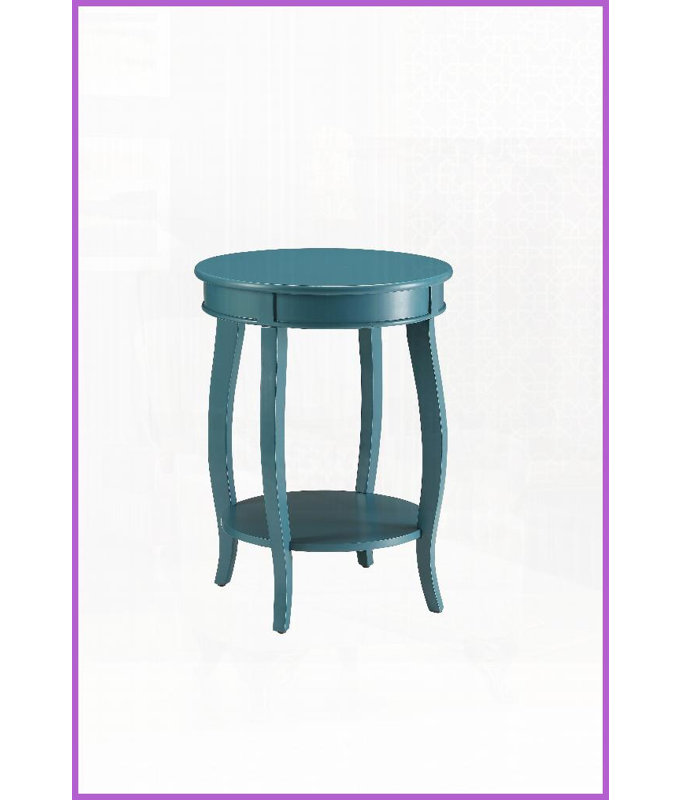 Table basse à finition sarcelle avec pieds cabriole ronds et amp; Tablette inférieure ouverte, peu encombrante pour le salon