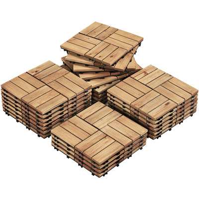 30cm L x 30cm W Solid Wood Tile in Brown