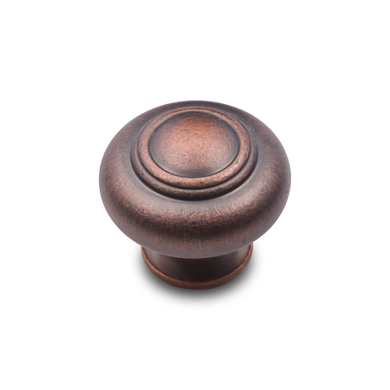 Poignée champignon Ringed CK Series, Distressed Copper, Diamètre du bouton 1,25 po