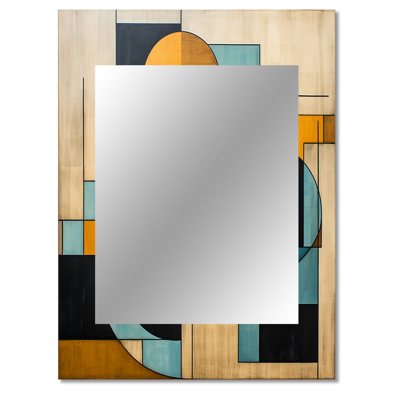 Serendipity Abstract Mid-Century Geometrics - Midcentury Modern Wall Mirror, Modern Decorative Mirror, Printed Metal Art