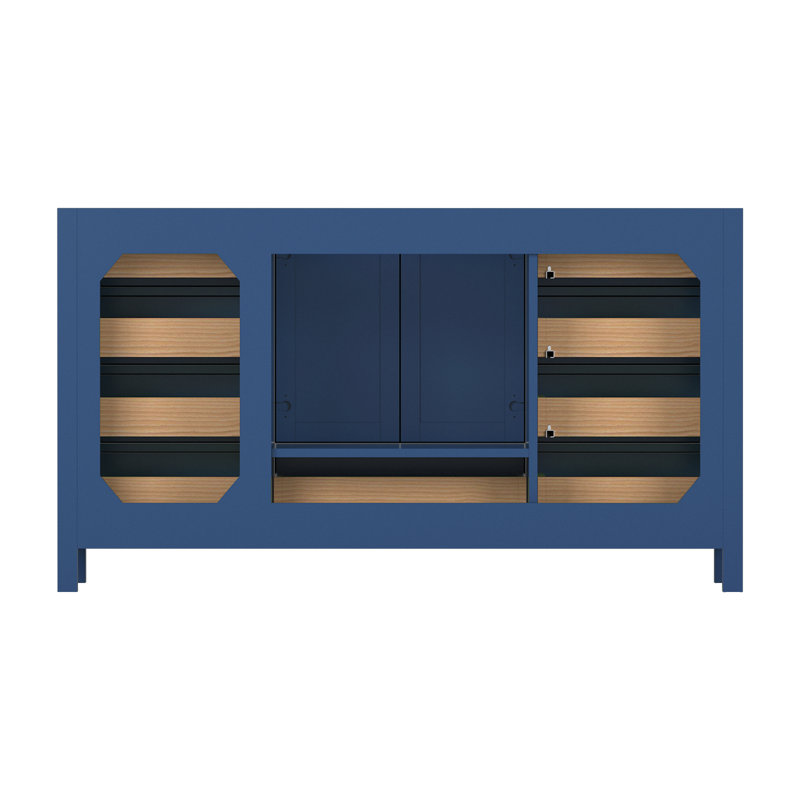 Meuble-lavabo en bois massif 60 po avec lavabo simple et armoire de rangement