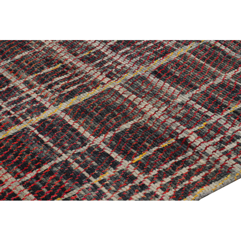Rug & Kilim’S Contemporary Rug In Red With Stripes And Geometric Patterns