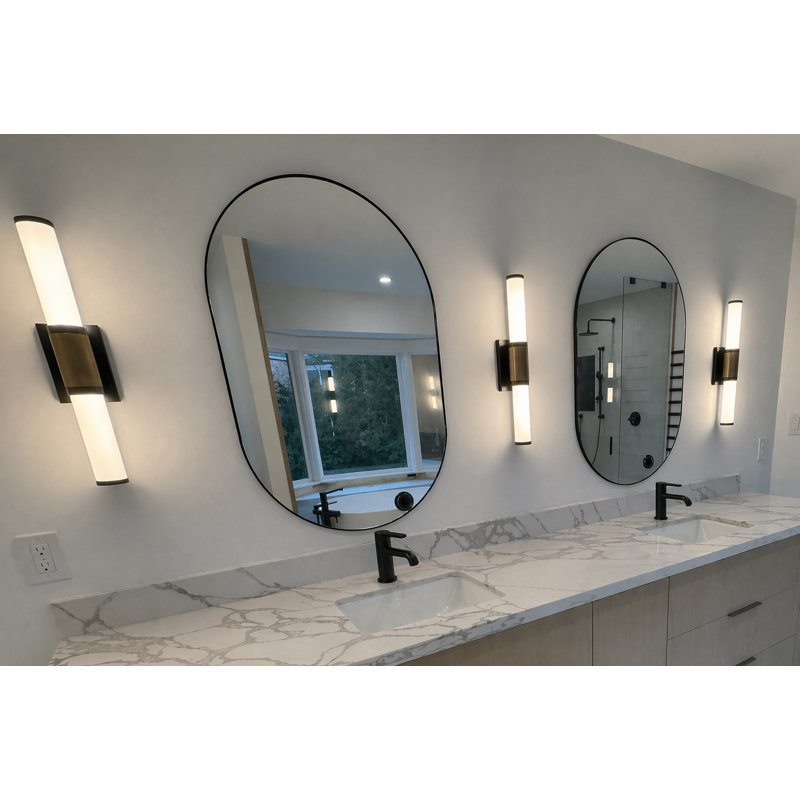 Barre d'éclairage de salle de bain à DEL à 2 lumières à intensité variable Zevi, Noir / laiton laqué