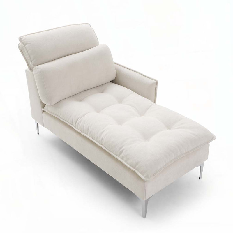 Chaise longue avec accoudoir gauche, Beige