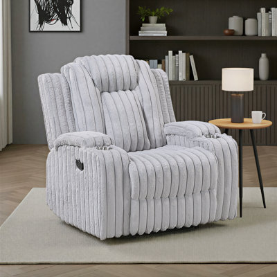 Garrett 38" Modern & Contemporary Corduroy Manual Recliner with Space-Saving Wall-Hugger Design & Dual Cup Holders