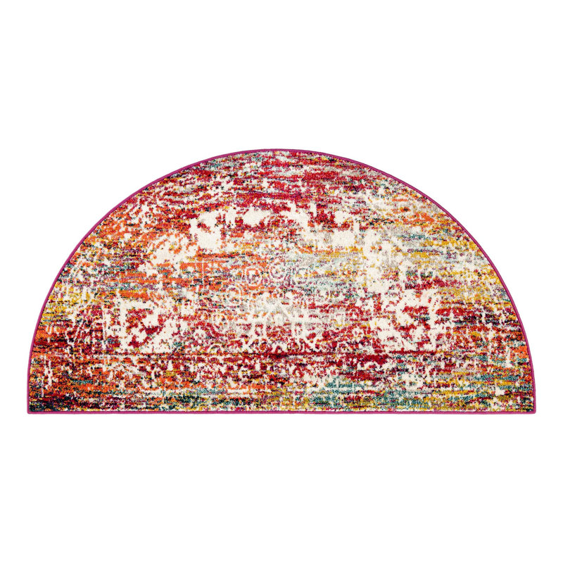 Robinne Oriental Multi Area Rug, Half-circle 3'1" x 6'1"
