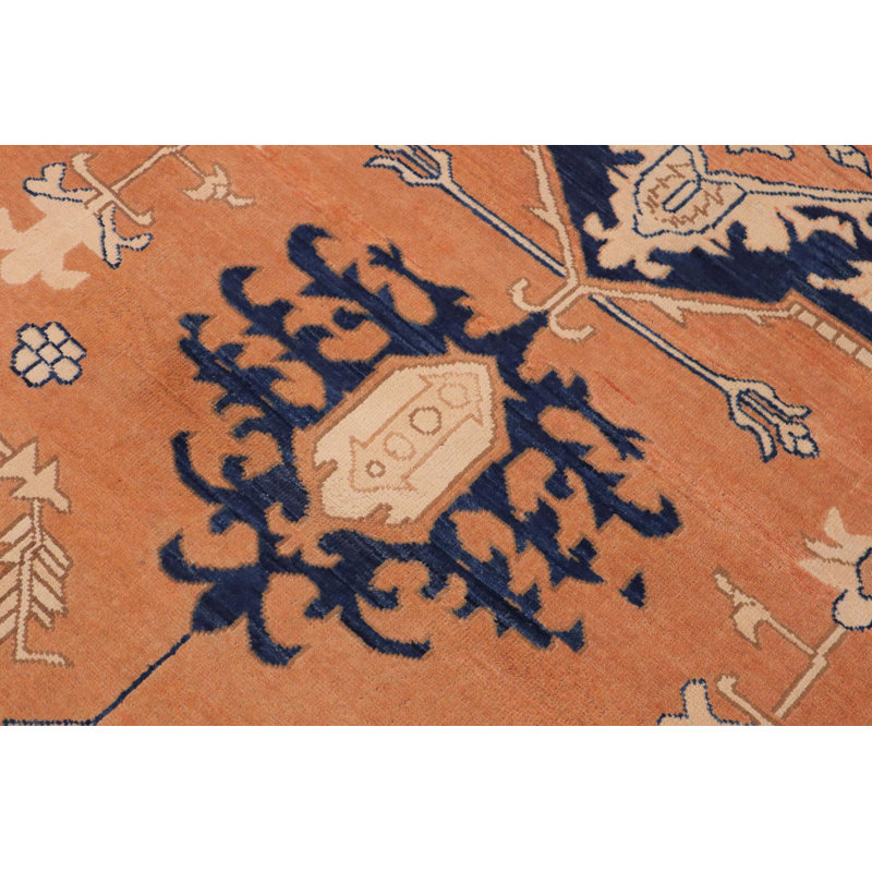Tapis unique brun, beige et bleu marine de 9 pi 11 po x 13 pi 11 po Ota par Arshs Fine Rugs