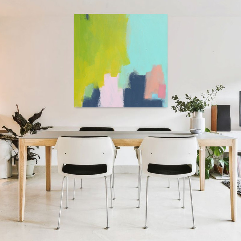 Art contemporain abstrait, H 36 po x l 36 po