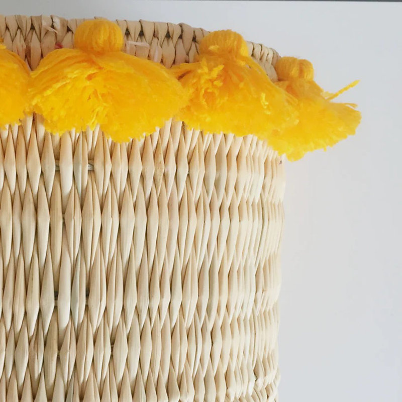 Grand panier avec pompons Séverine, Mangue