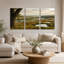 «Winding River Through Grassy Plains and Bluff», ensemble de 3 toiles murales-414564927