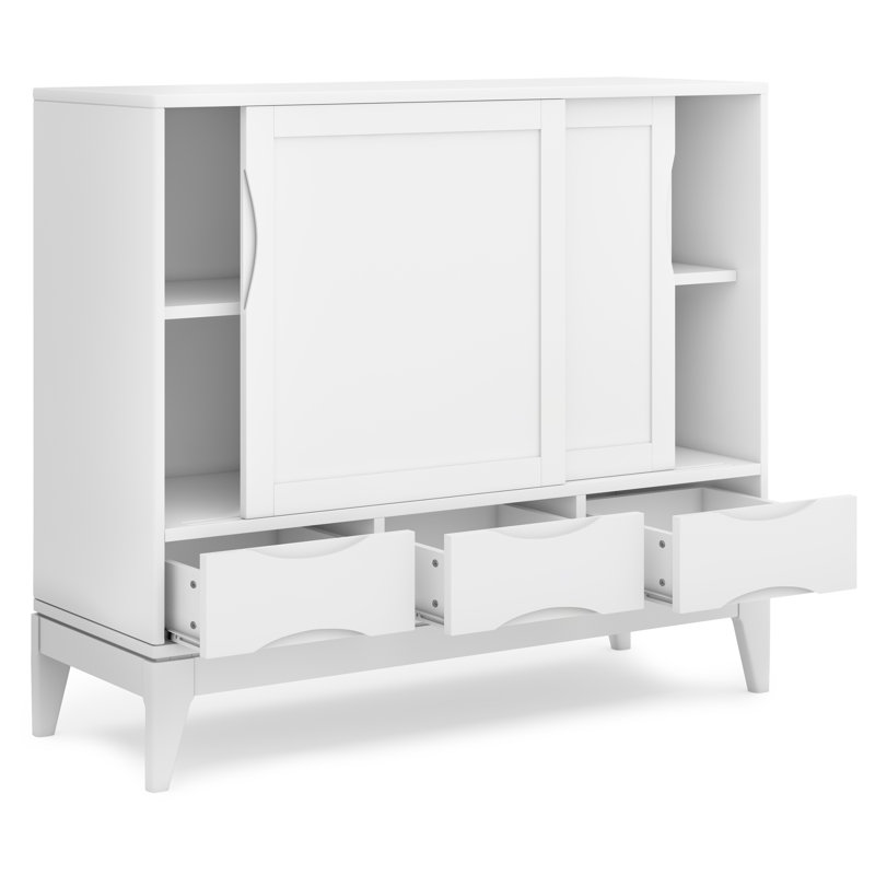 Ensemble de 2 grandes armoires de rangement avec portes et 3 tiroirs Harper SOLID HARDWOOD, Blanc