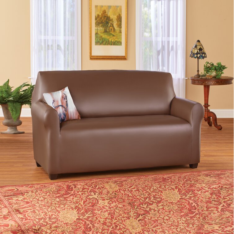 Red Barrel Studio® Faux Leather T-Cushion Sofa Slipcover