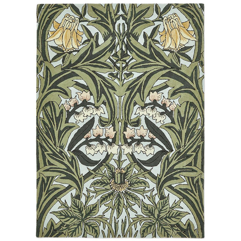 Hand Tufted Wool Floral Area Rug, Rectange 4'7" x 6'7"