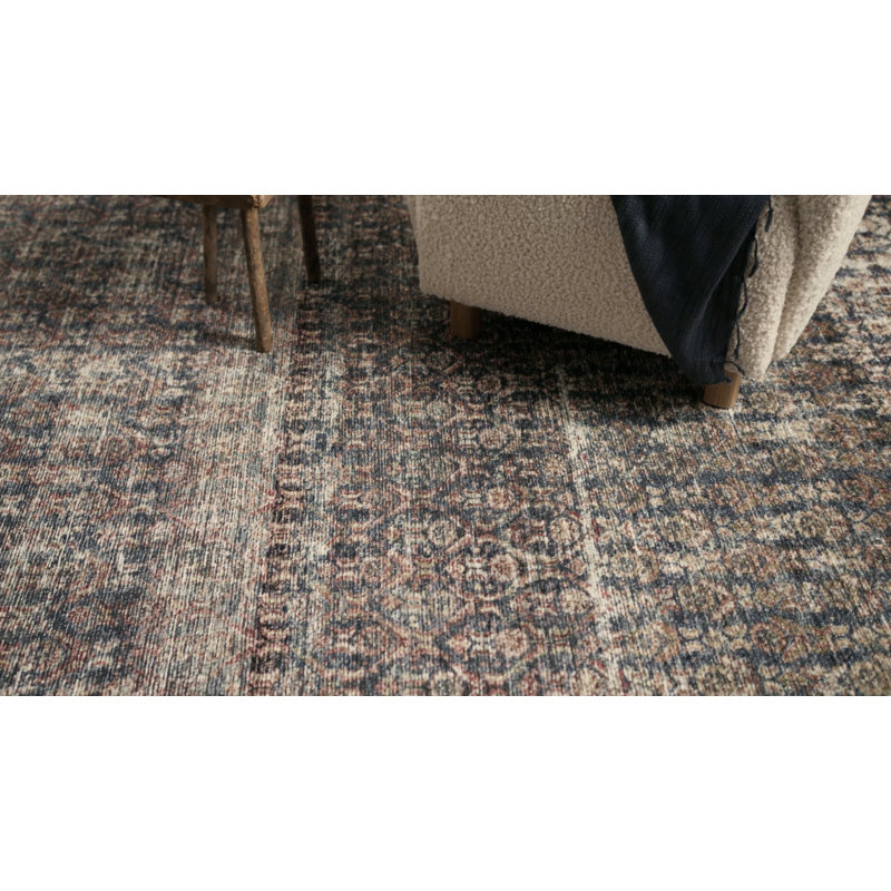 Billie Ocean and Brick Distressed Runner Rug, 2'-0" x 5'-0"