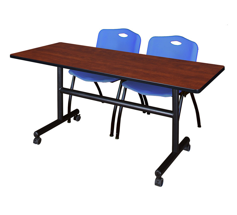 Table de nidification Nickls, 2 chaises empilables, H 29 po x l 72 po x P 24 po, Cerise / bleu