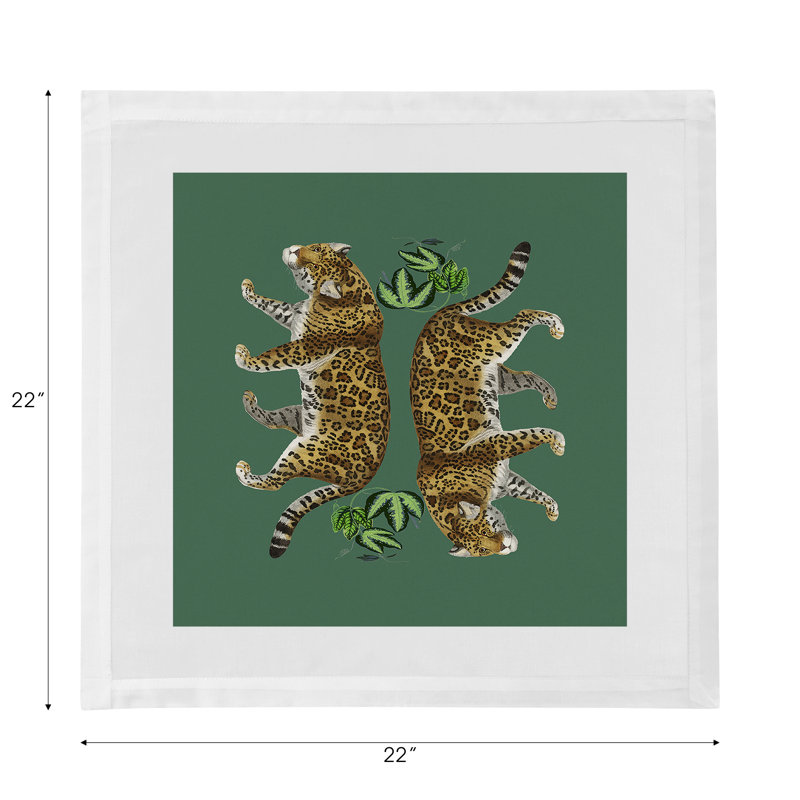 Leopard Seeing Double Cotton Sateen Dinner Napkins, Evergreen