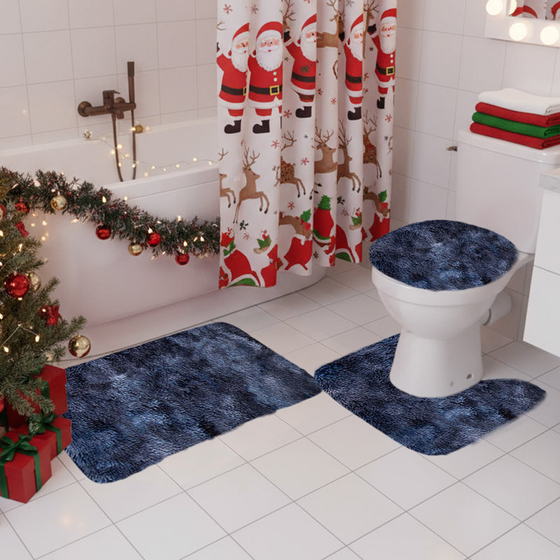 Ensemble de tapis de salle de bain 3 pièces, Bleu très foncé