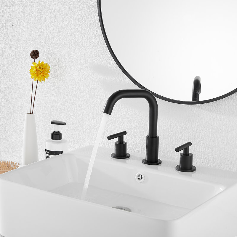 2-handle Bathroom Faucet with Drain Assembly, Matte Black