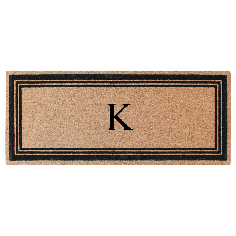 Monogrammed Triple Classic Border Natural Coir Door Mat with PVC Backing – Heavy-Duty, Anti-Shed & Easy to Clean, 57" x 24"